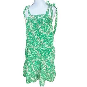 Gigio Sleeveless Green Bow Tied Drop Waist Loose Tired Flowing Midi Preppy Dress
